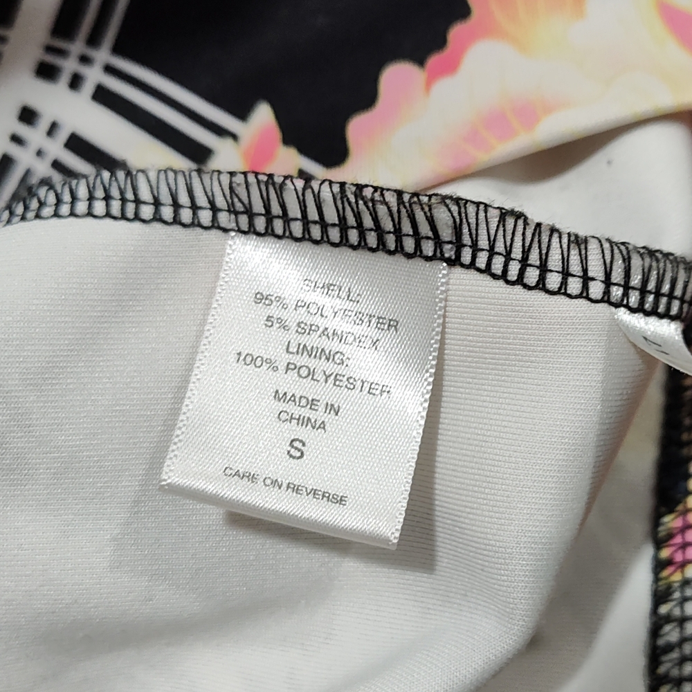 Women's New York & Company Stretch Floral Lined Dress Size S, Black White Pink - Picture 6 of 7